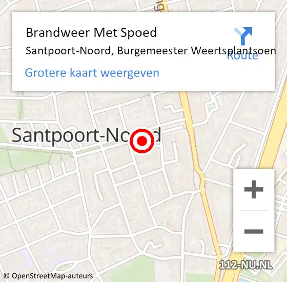 Locatie op kaart van de 112 melding: Brandweer Met Spoed Naar Santpoort-Noord, Burgemeester Weertsplantsoen op 16 januari 2024 15:06