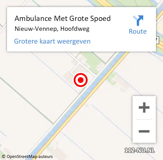 Locatie op kaart van de 112 melding: Ambulance Met Grote Spoed Naar Nieuw-Vennep, Hoofdweg op 16 januari 2024 15:06
