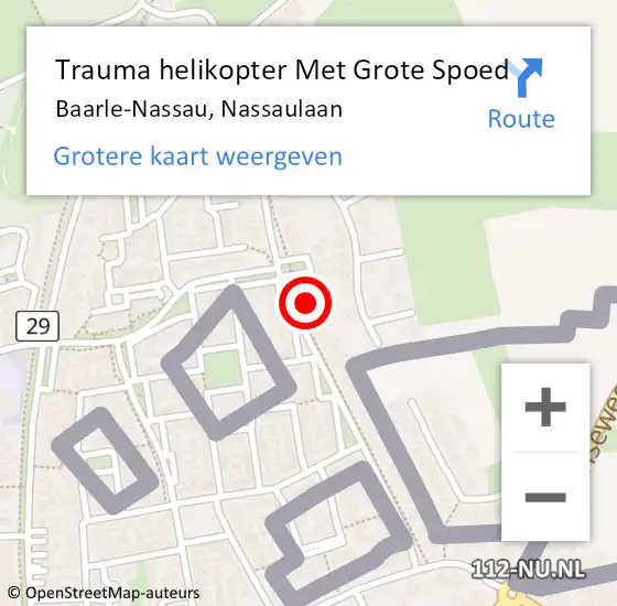 Locatie op kaart van de 112 melding: Trauma helikopter Met Grote Spoed Naar Baarle-Nassau, Nassaulaan op 16 januari 2024 15:22