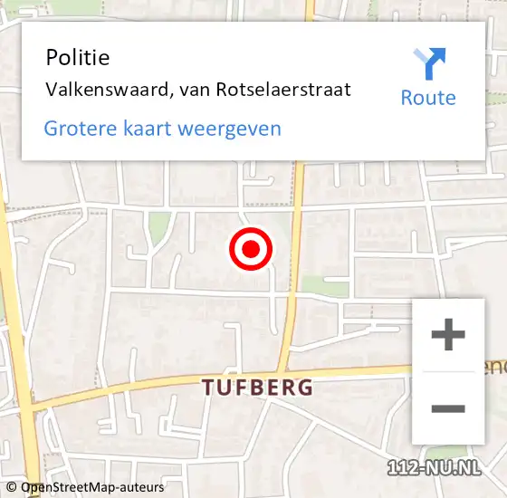 Locatie op kaart van de 112 melding: Politie Valkenswaard, van Rotselaerstraat op 16 januari 2024 15:30