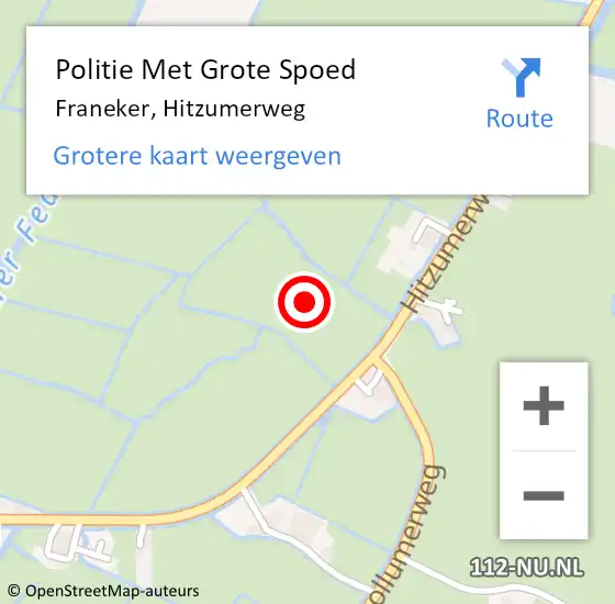 Locatie op kaart van de 112 melding: Politie Met Grote Spoed Naar Franeker, Hitzumerweg op 16 januari 2024 15:39