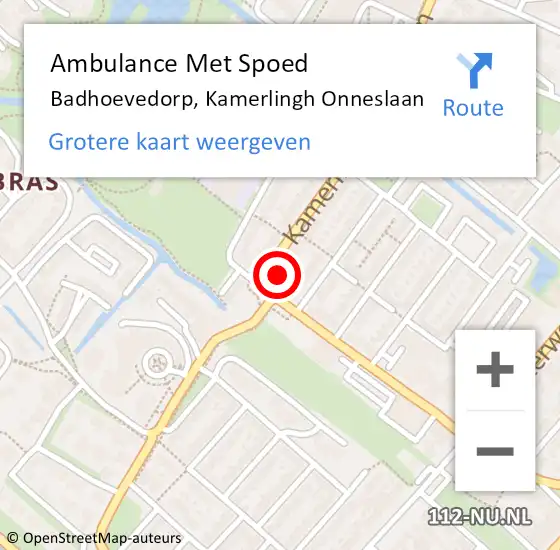 Locatie op kaart van de 112 melding: Ambulance Met Spoed Naar Badhoevedorp, Kamerlingh Onneslaan op 16 januari 2024 16:04