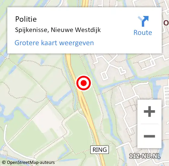 Locatie op kaart van de 112 melding: Politie Spijkenisse, Nieuwe Westdijk op 16 januari 2024 16:33