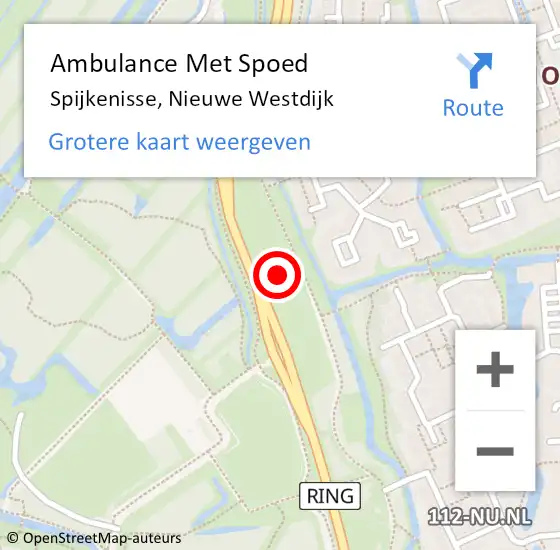 Locatie op kaart van de 112 melding: Ambulance Met Spoed Naar Spijkenisse, Nieuwe Westdijk op 16 januari 2024 16:33