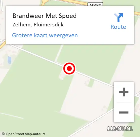 Locatie op kaart van de 112 melding: Brandweer Met Spoed Naar Zelhem, Pluimersdijk op 22 september 2014 12:57