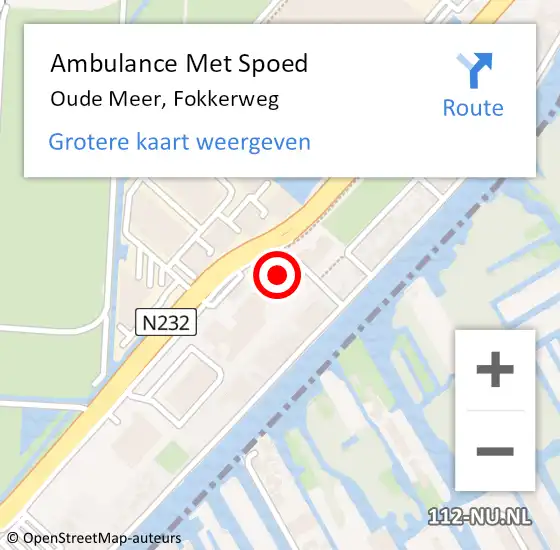 Locatie op kaart van de 112 melding: Ambulance Met Spoed Naar Oude Meer, Fokkerweg op 16 januari 2024 17:34