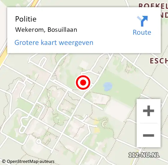 Locatie op kaart van de 112 melding: Politie Wekerom, Bosuillaan op 16 januari 2024 17:34