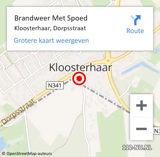 Locatie op kaart van de 112 melding: Brandweer Met Spoed Naar Kloosterhaar, Dorpsstraat op 16 januari 2024 17:59