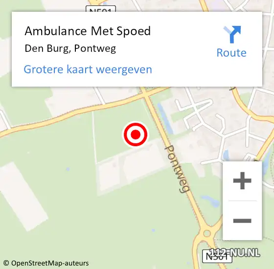 Locatie op kaart van de 112 melding: Ambulance Met Spoed Naar Den Burg, Pontweg op 16 januari 2024 20:05