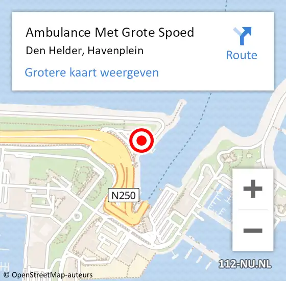 Locatie op kaart van de 112 melding: Ambulance Met Grote Spoed Naar Den Helder, Havenplein op 16 januari 2024 20:30