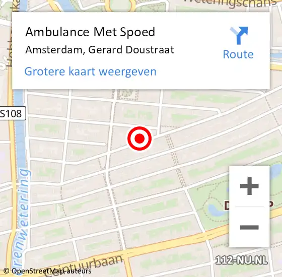 Locatie op kaart van de 112 melding: Ambulance Met Spoed Naar Amsterdam, Gerard Doustraat op 17 januari 2024 01:12