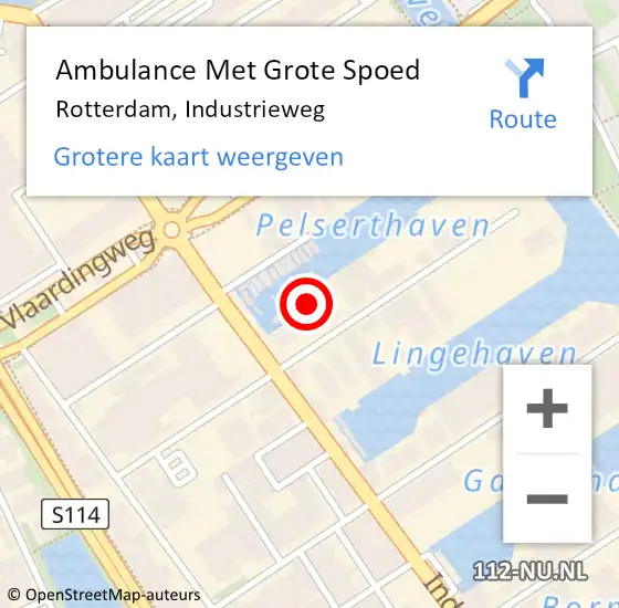 Locatie op kaart van de 112 melding: Ambulance Met Grote Spoed Naar Rotterdam, Industrieweg op 17 januari 2024 03:09