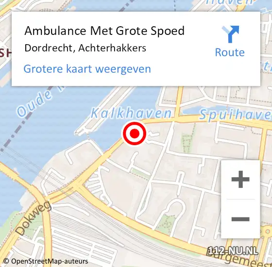 Locatie op kaart van de 112 melding: Ambulance Met Grote Spoed Naar Dordrecht, Achterhakkers op 17 januari 2024 03:18