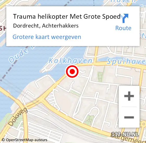 Locatie op kaart van de 112 melding: Trauma helikopter Met Grote Spoed Naar Dordrecht, Achterhakkers op 17 januari 2024 03:19