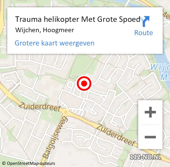 Locatie op kaart van de 112 melding: Trauma helikopter Met Grote Spoed Naar Wijchen, Hoogmeer op 17 januari 2024 04:41