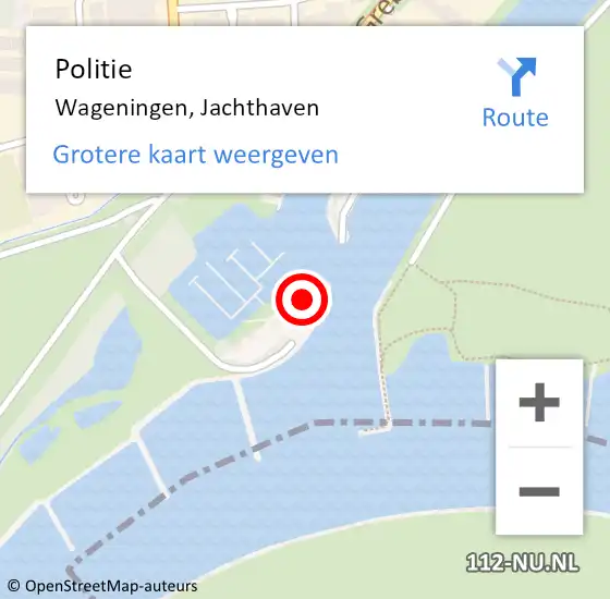 Locatie op kaart van de 112 melding: Politie Wageningen, Jachthaven op 17 januari 2024 05:50