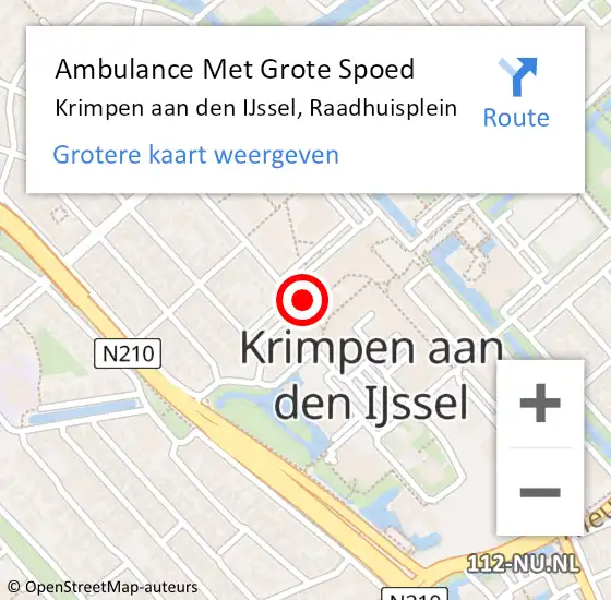 Locatie op kaart van de 112 melding: Ambulance Met Grote Spoed Naar Krimpen aan den IJssel, Raadhuisplein op 17 januari 2024 06:13