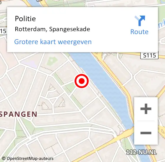 Locatie op kaart van de 112 melding: Politie Rotterdam, Spangesekade op 17 januari 2024 06:14