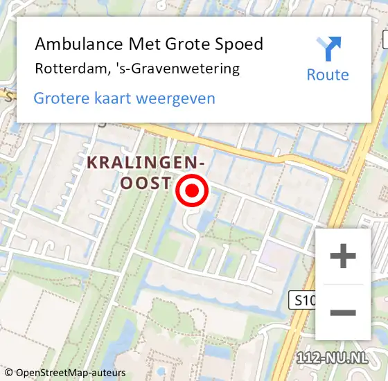 Locatie op kaart van de 112 melding: Ambulance Met Grote Spoed Naar Rotterdam, 's-Gravenwetering op 17 januari 2024 07:13