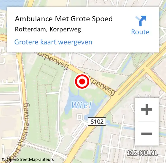 Locatie op kaart van de 112 melding: Ambulance Met Grote Spoed Naar Rotterdam, Korperweg op 17 januari 2024 07:52