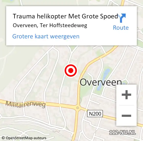 Locatie op kaart van de 112 melding: Trauma helikopter Met Grote Spoed Naar Overveen, Ter Hoffsteedeweg op 17 januari 2024 08:53