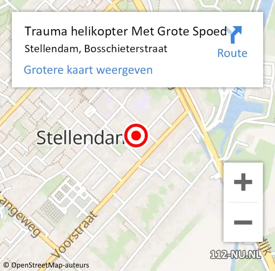 Locatie op kaart van de 112 melding: Trauma helikopter Met Grote Spoed Naar Stellendam, Bosschieterstraat op 17 januari 2024 09:21