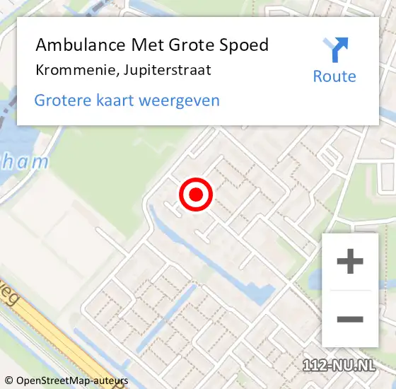 Locatie op kaart van de 112 melding: Ambulance Met Grote Spoed Naar Krommenie, Jupiterstraat op 17 januari 2024 11:36