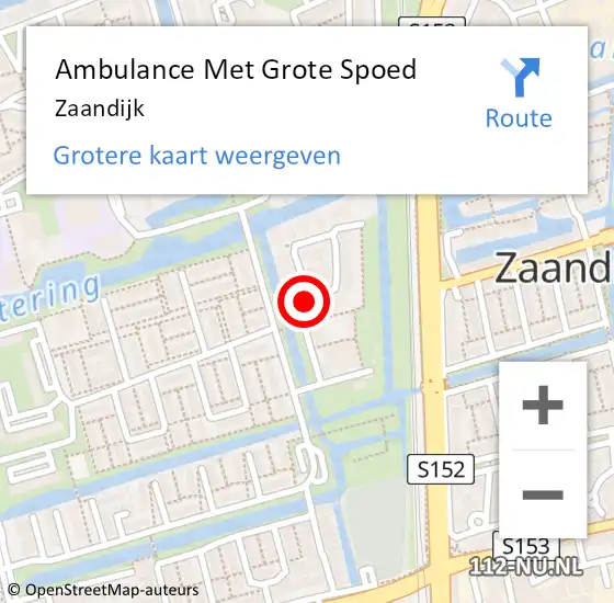 Locatie op kaart van de 112 melding: Ambulance Met Grote Spoed Naar Zaandijk op 17 januari 2024 11:57