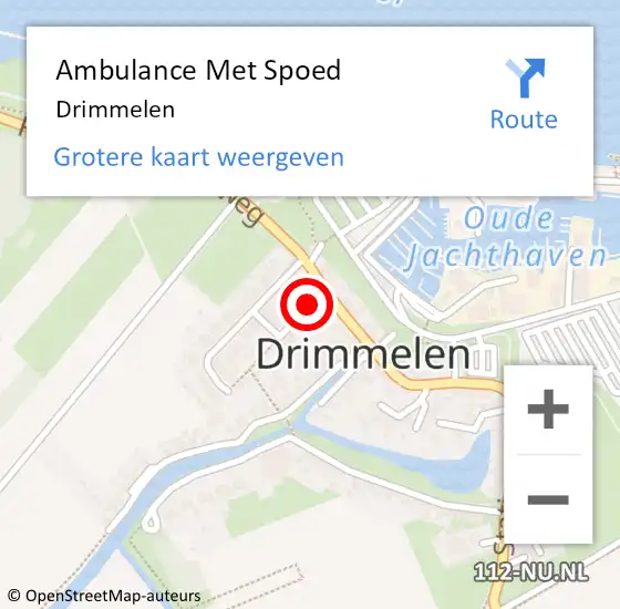 Locatie op kaart van de 112 melding: Ambulance Met Spoed Naar Drimmelen op 17 januari 2024 12:07