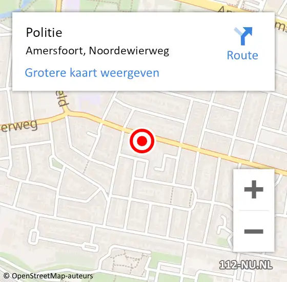 Locatie op kaart van de 112 melding: Politie Amersfoort, Noordewierweg op 17 januari 2024 12:29
