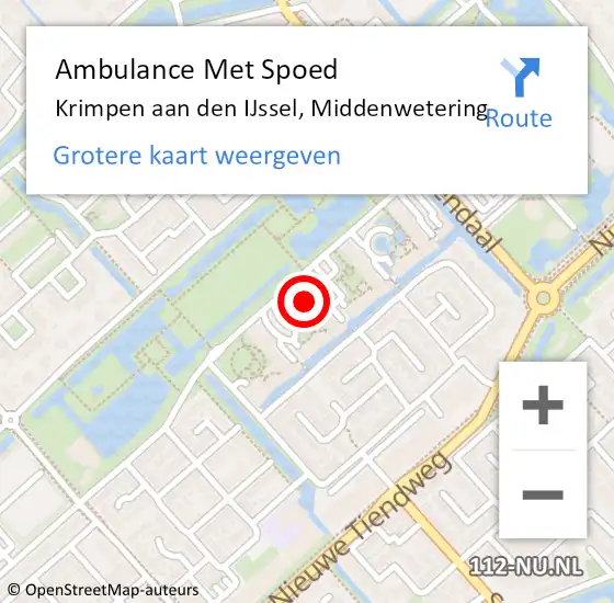 Locatie op kaart van de 112 melding: Ambulance Met Spoed Naar Krimpen aan den IJssel, Middenwetering op 17 januari 2024 12:31
