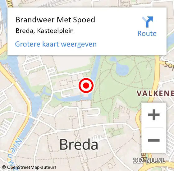 Locatie op kaart van de 112 melding: Brandweer Met Spoed Naar Breda, Kasteelplein op 17 januari 2024 13:29