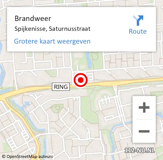 Locatie op kaart van de 112 melding: Brandweer Spijkenisse, Saturnusstraat op 17 januari 2024 13:39
