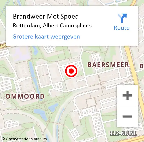 Locatie op kaart van de 112 melding: Brandweer Met Spoed Naar Rotterdam, Albert Camusplaats op 17 januari 2024 14:13