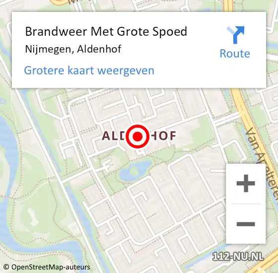 Locatie op kaart van de 112 melding: Brandweer Met Grote Spoed Naar Nijmegen, Aldenhof op 17 januari 2024 15:43
