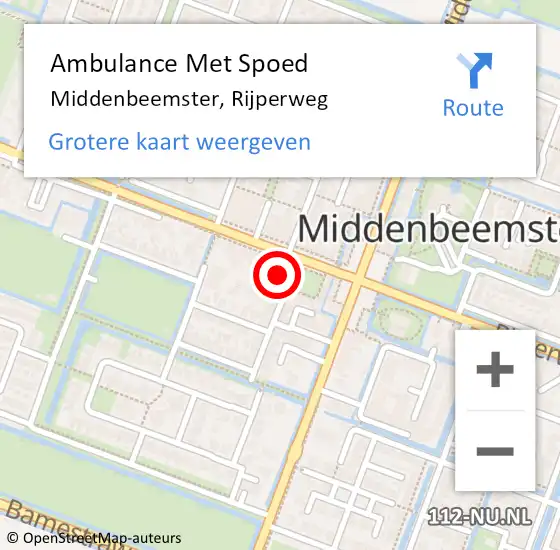 Locatie op kaart van de 112 melding: Ambulance Met Spoed Naar Middenbeemster, Rijperweg op 17 januari 2024 15:56