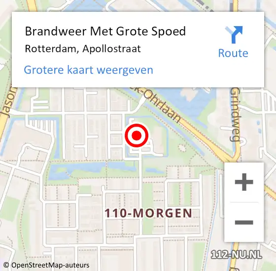Locatie op kaart van de 112 melding: Brandweer Met Grote Spoed Naar Rotterdam, Apollostraat op 17 januari 2024 16:18