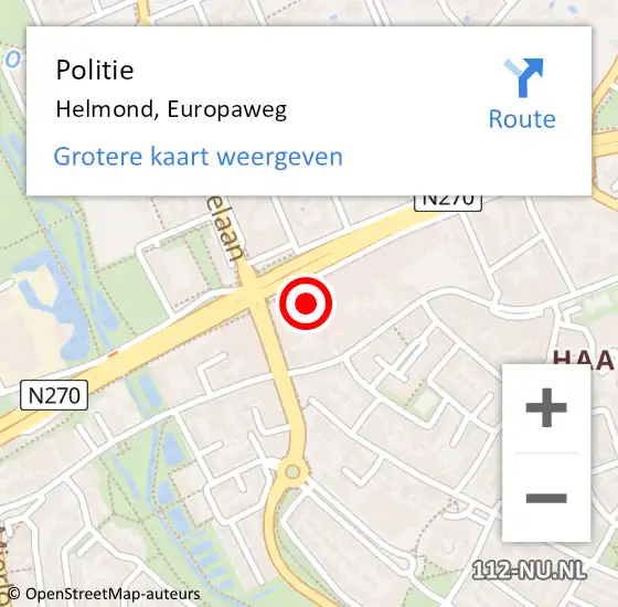 Locatie op kaart van de 112 melding: Politie Helmond, Europaweg op 17 januari 2024 16:34