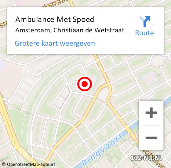 Locatie op kaart van de 112 melding: Ambulance Met Spoed Naar Amsterdam, Christiaan de Wetstraat op 17 januari 2024 17:31