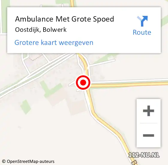 Locatie op kaart van de 112 melding: Ambulance Met Grote Spoed Naar Oostdijk, Bolwerk op 22 september 2014 14:43