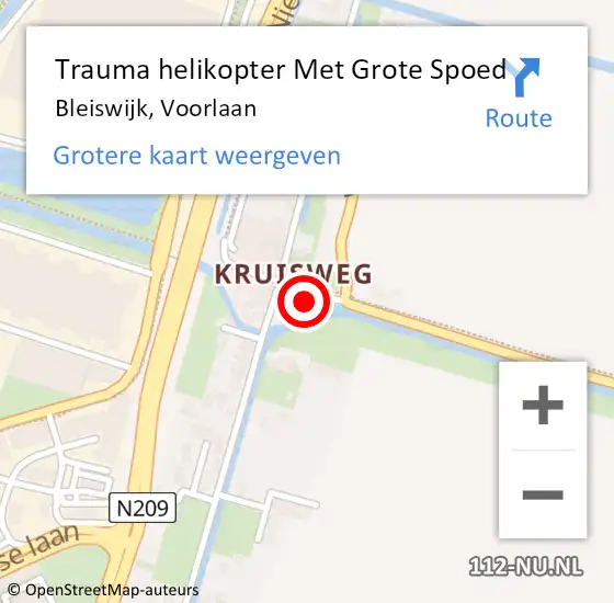 Locatie op kaart van de 112 melding: Trauma helikopter Met Grote Spoed Naar Bleiswijk, Voorlaan op 17 januari 2024 18:07
