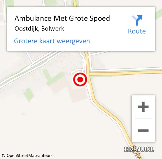 Locatie op kaart van de 112 melding: Ambulance Met Grote Spoed Naar Oostdijk, Bolwerk op 22 september 2014 14:44