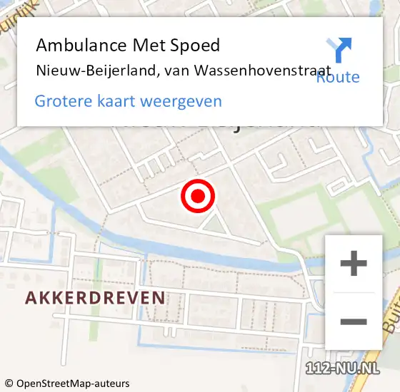 Locatie op kaart van de 112 melding: Ambulance Met Spoed Naar Nieuw-Beijerland, van Wassenhovenstraat op 17 januari 2024 18:54