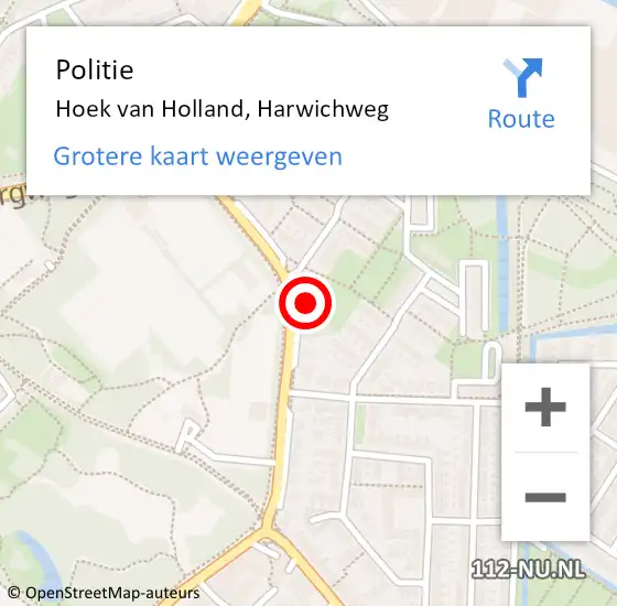Locatie op kaart van de 112 melding: Politie Hoek van Holland, Harwichweg op 17 januari 2024 19:02