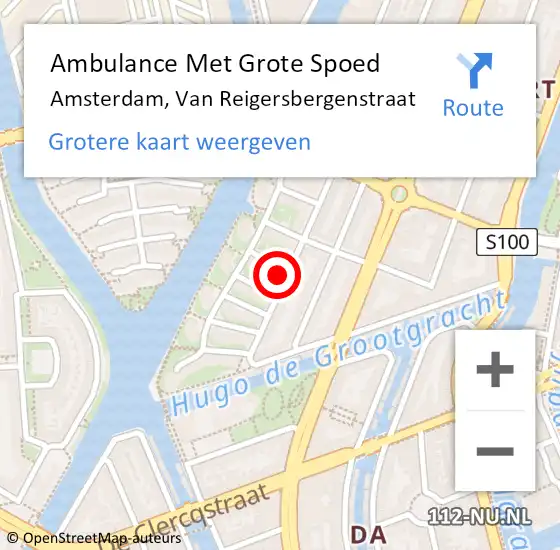 Locatie op kaart van de 112 melding: Ambulance Met Grote Spoed Naar Amsterdam, Van Reigersbergenstraat op 17 januari 2024 19:06