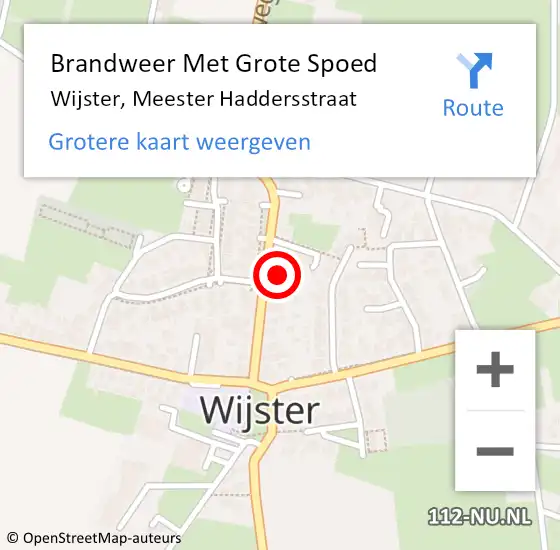 Locatie op kaart van de 112 melding: Brandweer Met Grote Spoed Naar Wijster, Meester Haddersstraat op 17 januari 2024 19:10