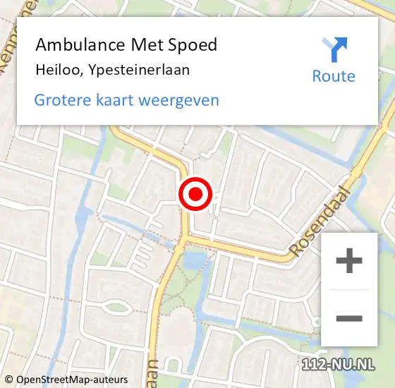 Locatie op kaart van de 112 melding: Ambulance Met Spoed Naar Heiloo, Ypesteinerlaan op 17 januari 2024 21:41