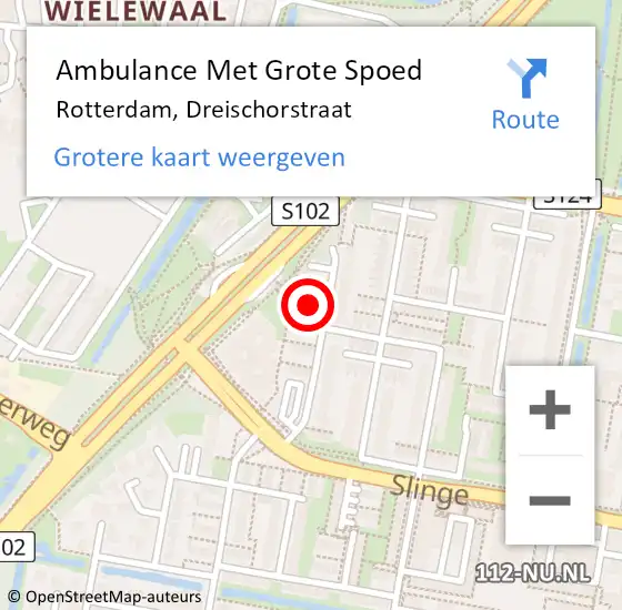 Locatie op kaart van de 112 melding: Ambulance Met Grote Spoed Naar Rotterdam, Dreischorstraat op 17 januari 2024 21:58