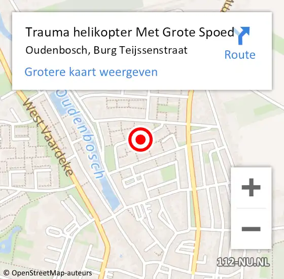 Locatie op kaart van de 112 melding: Trauma helikopter Met Grote Spoed Naar Oudenbosch, Burg Teijssenstraat op 17 januari 2024 22:17