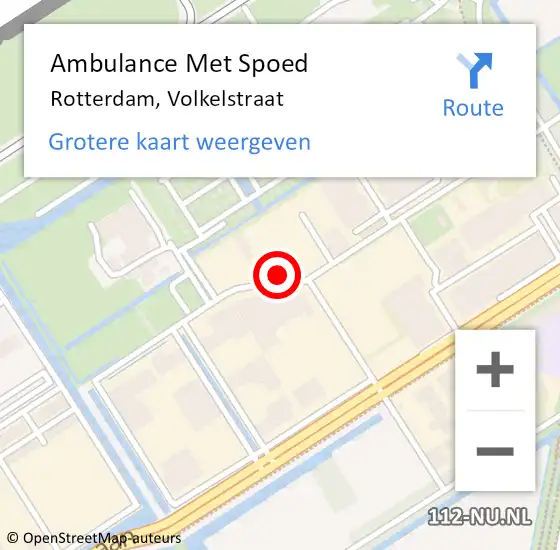 Locatie op kaart van de 112 melding: Ambulance Met Spoed Naar Rotterdam, Volkelstraat op 17 januari 2024 23:05